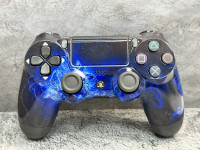 Беспроводной джойстик геймпад DualShock 4 для Sony PlayStation PS4 "Синее Пламя" (PREMIUM) Г45-3131