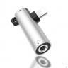 Переходник наушников металл c 8-pin на 3.5mm + зарядка (серебро) 2415 - Переходник наушников металл c 8-pin на 3.5mm + зарядка (серебро) 2415