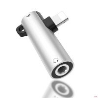 Переходник наушников металл c 8-pin на 3.5mm + зарядка (серебро) 2415