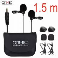 ARIMIC Двойной петличный микрофон AUX 3.5mm для камеры / телефона + аксессуары (длина 1.5м) (5072) - ARIMIC Двойной петличный микрофон AUX 3.5mm для камеры / телефона + аксессуары (длина 1.5м) (5072)