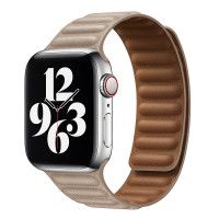 Ремешок Apple Watch 42mm / 44mm / 45mm / Ultra 49mm шагрень NEW кожаный на магнитах (бежевый) 7704