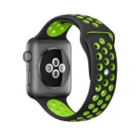 Ремешок силиконовый для Apple Watch 42mm / 44mm / 45mm спортивный Nike (чёрно-зелёный) 1231