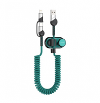 Charome Витой USB кабель Type-C / 8-pin C4 2.4A, 1,5 метра (зелёный) 2999