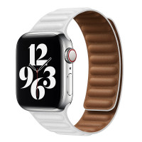 Ремешок Apple Watch 42mm / 44mm / 45mm / Ultra 49mm шагрень NEW кожаный на магнитах (белый) 7704
