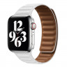 Ремешок Apple Watch 42mm / 44mm / 45mm / Ultra 49mm шагрень NEW кожаный на магнитах (белый) 7704 - Ремешок Apple Watch 42mm / 44mm / 45mm / Ultra 49mm шагрень NEW кожаный на магнитах (белый) 7704
