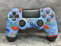 Беспроводной джойстик геймпад DualShock 4 для Sony PlayStation PS4 "Граффити голубой" (PREMIUM) Г45-3118