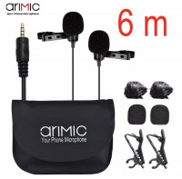 ARIMIC Двойной петличный микрофон AUX 3.5mm для камеры / телефона + аксессуары (длина 6м) (507889)