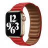 Ремешок Apple Watch 42mm / 44mm / 45mm / Ultra 49mm шагрень NEW кожаный на магнитах (красный) 7704 - Ремешок Apple Watch 42mm / 44mm / 45mm / Ultra 49mm шагрень NEW кожаный на магнитах (красный) 7704