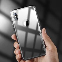 CAFELE Чехол со стеклянной крышкой для iPhone X / XS (чёрный) 4487