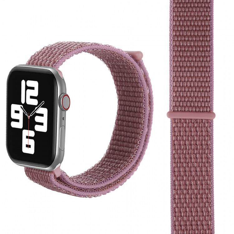 Ремешок Apple Watch Ultra 49mm / 45mm / 44mm / 42mm нейлон на липучке (тёмно-розовый) 5501