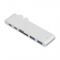 Кардридер / Хаб 2xType-C 7 портов HDMI MacBook (серебро) 8055