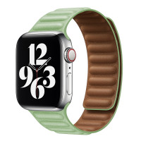 Ремешок Apple Watch 42mm / 44mm / 45mm / Ultra 49mm шагрень NEW кожаный на магнитах (оливковый) 7704
