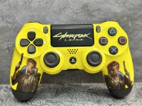 Беспроводной джойстик геймпад DualShock 4 для Sony PlayStation PS4 "Cyberpunk 2077 жёлтый" (PREMIUM) Г45-3137