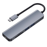 BRONKA Хаб Type-C 5в1 (HDMI x1 / USB 3.0 x2 / TF-CD Card x2) модель 2008N серый космос (Г90-53431)