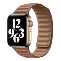 Ремешок Apple Watch 42mm / 44mm / 45mm / Ultra 49mm шагрень NEW кожаный на магнитах (коричневый) 7704
