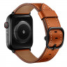 Ремешок Apple Watch 42mm / 44mm / 45mm / Ultra 49mm кожаный на пряжке (светло-коричневый) 8467 - Ремешок Apple Watch 42mm / 44mm / 45mm / Ultra 49mm кожаный на пряжке (светло-коричневый) 8467