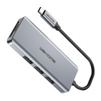WEKOME Хаб Type-C 7в1 (PD x1 / HDMI x1 / USB 3.0 x1 / USB 2.0 x2 / TF-CD Card x2) модель WP-U136 серый космос (Г90-53455)