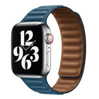 Ремешок Apple Watch 42mm / 44mm / 45mm / Ultra 49mm шагрень NEW кожаный на магнитах (морская волна) 7704