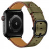 Ремешок Apple Watch 42mm / 44mm / 45mm / Ultra 49mm кожаный на пряжке (хаки) 8467 - Ремешок Apple Watch 42mm / 44mm / 45mm / Ultra 49mm кожаный на пряжке (хаки) 8467