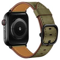 Ремешок Apple Watch 42mm / 44mm / 45mm / Ultra 49mm кожаный на пряжке (хаки) 8467