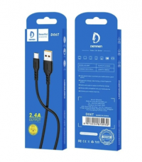 DENMEN USB кабель Type-C D06T 2.4A, длина 1 метр (чёрный) 8088