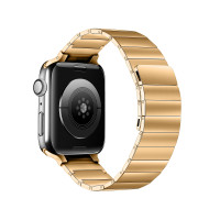 Ремешок металлический Apple Watch 42mm / 44mm / 45mm / Ultra 49mm блочный на магните (золото) 8542