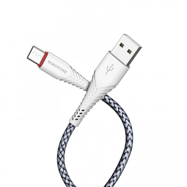 BOROFONE USB кабель Type-C BX25 3A, длина: 1 метр (белый-серебро) 5957