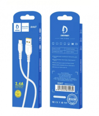 DENMEN USB кабель Type-C D06T 2.4A, длина 1 метр (белый) 8088