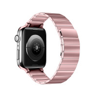 Ремешок металлический Apple Watch 42mm / 44mm / 45mm / Ultra 49mm блочный на магните (розовый) 8542