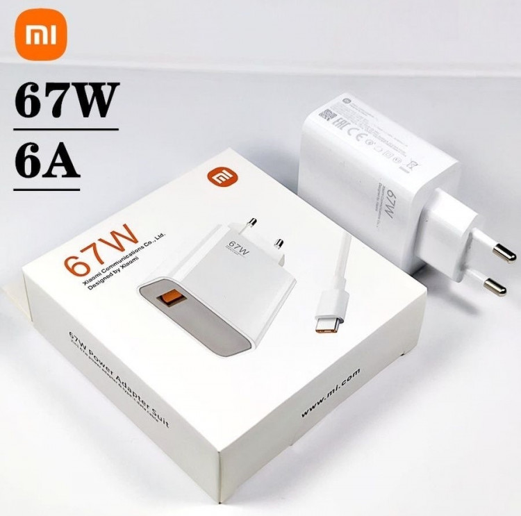 Xiaomi MI Блок питания 1 порт USB 67W + USB кабель Type-C, 1 метр (белый / качество LUX) Г14-66547