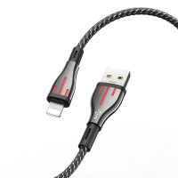BOROFONE USB кабель усиленный 8-pin BU23 2.4A, 1.2 метра (чёрный) 6424