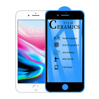 Стекло Ceramics 5D для iPhone 7 / 8 / SE 2020 (чёрный) категория B+ (8690)
