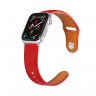 Ремешок Apple Watch 42mm / 44mm / 45mm / Ultra 49mm кожаный pin-and-tuck (красный) 1545 - Ремешок Apple Watch 42mm / 44mm / 45mm / Ultra 49mm кожаный pin-and-tuck (красный) 1545
