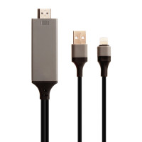HDMI кабель lightning 8-pin / USB с питанием длина 2 метра (чёрный) 5695