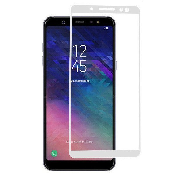 Стекло 5D Samsung Galaxy A6 2018 полная проклейка (белый)