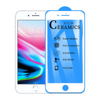 Стекло Ceramics для iPhone 7 / 8 / SE (2020) противоударное 5D (белый) C+ (8690)
