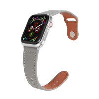 Ремешок Apple Watch 42mm / 44mm / 45mm / Ultra 49mm кожаный pin-and-tuck (серый) 1545