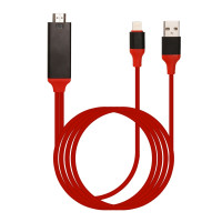 HDMI кабель lightning 8-pin / USB с питанием длина 2 метра (красный) 5695