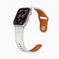 Ремешок Apple Watch 42mm / 44mm / 45mm / Ultra 49mm кожаный pin-and-tuck (белый) 1545