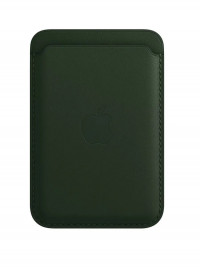 Магнитный картхолдер для кредитных карт Wallet MagSafe leather case (тёмно-зелёный) 5175