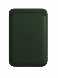 Магнитный картхолдер для кредитных карт Wallet MagSafe leather case (тёмно-зелёный) 5175