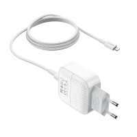 BOROFONE Блок питания BA46A USB / Type-C (PD) 18W Quick Charge 3.0 + кабель Type-C / 8-pin (белый) 9338