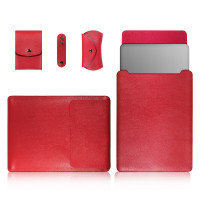 БРОНЬКА Чехол-конверт для MacBook Pro / Air 13" PU кожа + кейс для мыши / зарядки / кабеля (красный) 7027