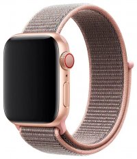 Ремешок Apple Watch Ultra 49mm / 45mm / 44mm / 42mm нейлон на липучке (розово-серый) 5501