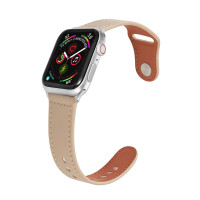 Ремешок Apple Watch 42mm / 44mm / 45mm / Ultra 49mm кожаный pin-and-tuck (бежевый) 1545