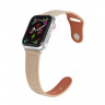Ремешок Apple Watch 42mm / 44mm / 45mm / Ultra 49mm кожаный pin-and-tuck (бежевый) 1545 - Ремешок Apple Watch 42mm / 44mm / 45mm / Ultra 49mm кожаный pin-and-tuck (бежевый) 1545