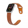 Ремешок Apple Watch 42mm / 44mm / 45mm / Ultra 49mm кожаный pin-and-tuck (коричневый) 1545 - Ремешок Apple Watch 42mm / 44mm / 45mm / Ultra 49mm кожаный pin-and-tuck (коричневый) 1545