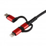 HDMI USB кабель lightning 8-pin / micro / Type-C с питанием нейлоновый длина 2 метра (чёрно-красный) 5765 - HDMI USB кабель lightning 8-pin / micro / Type-C с питанием нейлоновый длина 2 метра (чёрно-красный) 5765