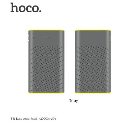 HOCO Внешний аккумулятор Power Bank B31 20000mAh 2.1A (серый) 5205