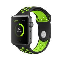 Ремешок силиконовый для Apple Watch 38mm / 40mm / 41mm спортивный Nike (чёрно-зелёный) 2501